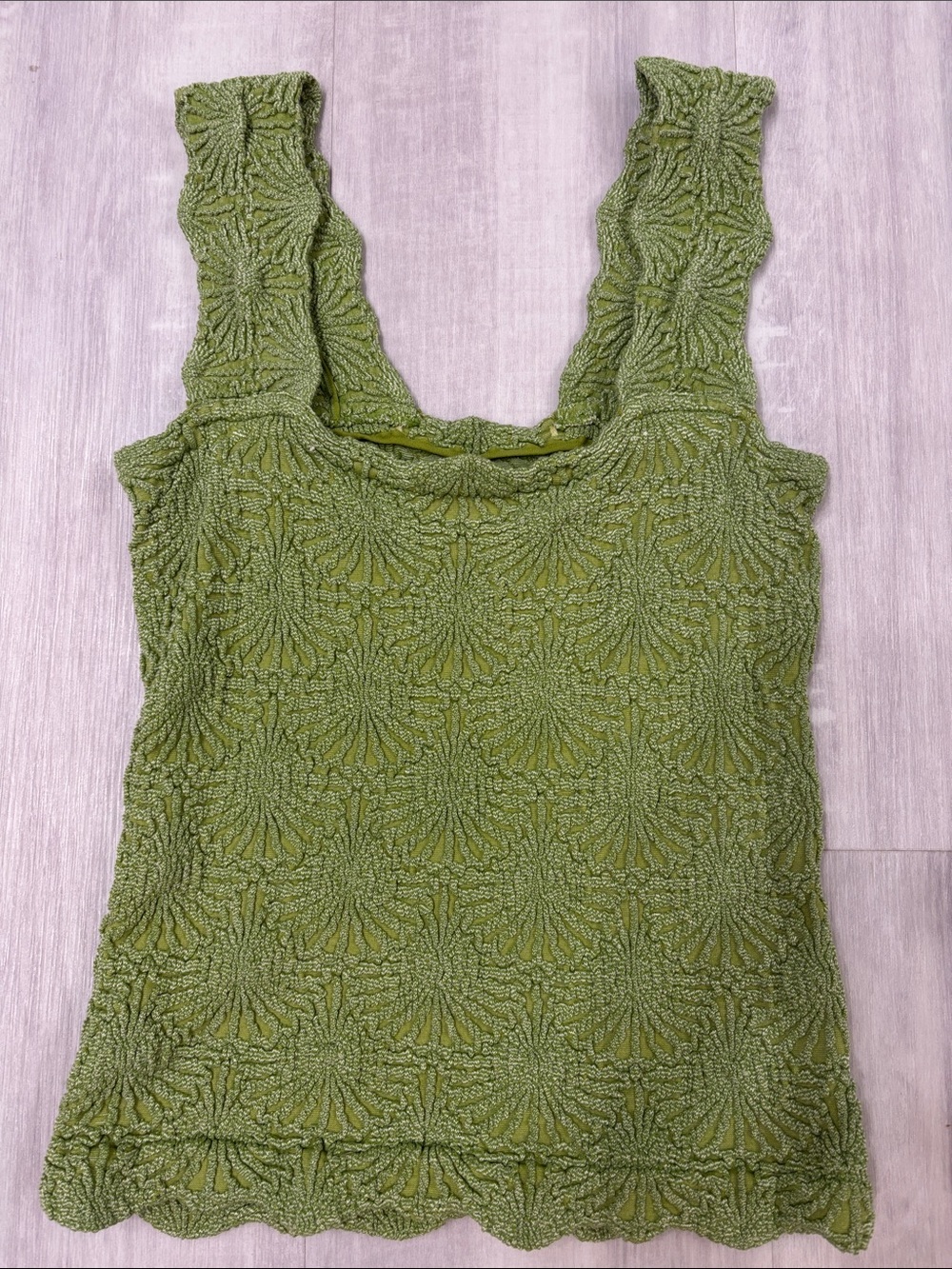 Intimately by Free People Textured Olive Green Sleeveless Tank Top